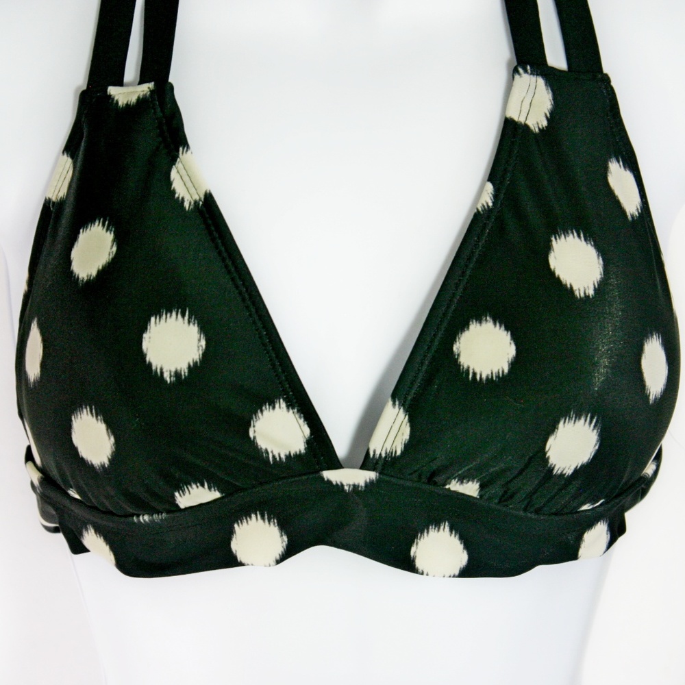 Black & White Retro Style Polka Dot Bikini Top M - Picture 3 of 5